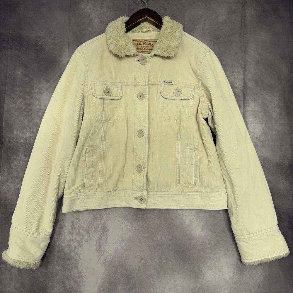 Aeropostale Y2K‎ Corduroy Lined Jacket Women Size Large Button Front